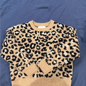 Zara Leopard Print Sweater in Tan, Black & Cream